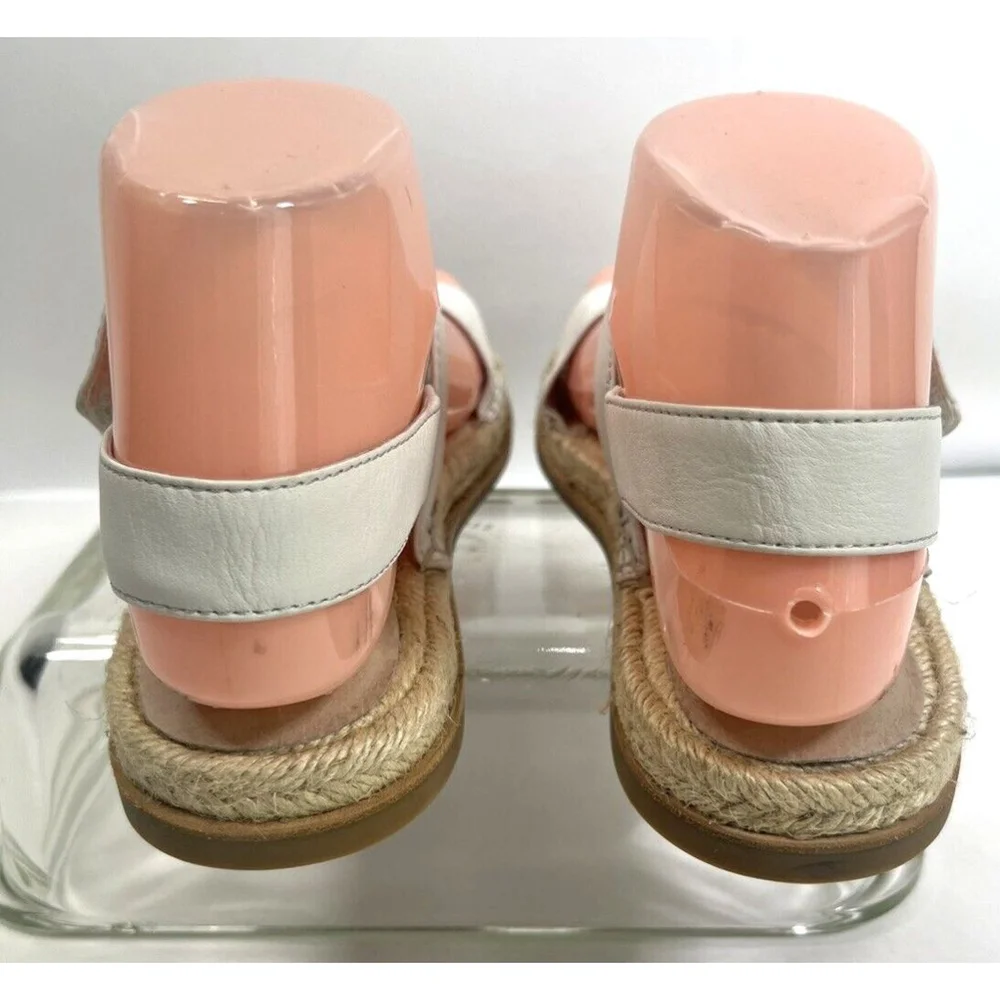 Eileen Fisher Max Espadrille Flat Sandals‎ Size 6 US Open Toe Leather Neutral